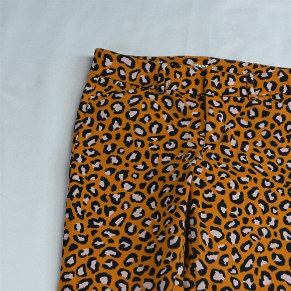 Old Navy 0 Orange Animal Pixie Ankle Mid Rise Skinny Stretch Dress Pants - Picture 2 of 7
